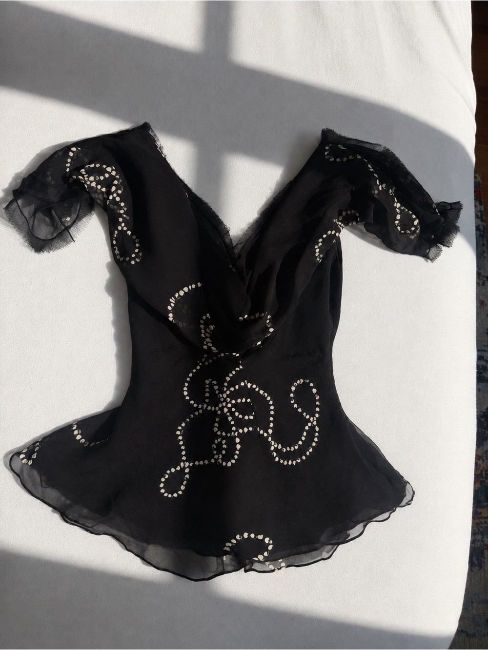 Zac Posen Black Beaded V-Neck Chiffon Camisole